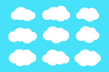 Set of cloud. isolated on blue background