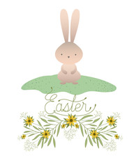 easter label with egg and flowers icon