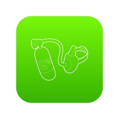 Oxygen mask icon green vector isolated on white background