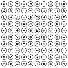 100 farm icons set in simple style for any design vector illustration