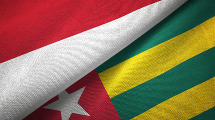 Indonesia and Togo two flags textile cloth, fabric texture