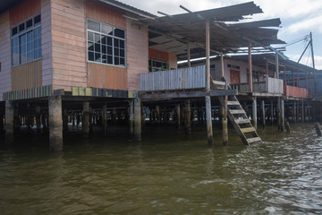 Bandar seri Begawan, Brunei - 10 February, 2019: The river village of Kampong Ayer in Bandar Seri Begawan, Brunei.