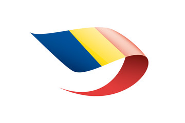 Romania flag, vector illustration on a white background