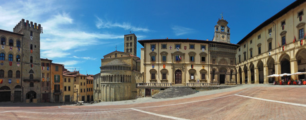 Arezzo, Tuscany, Italy. Piazza Grande. Panorama.