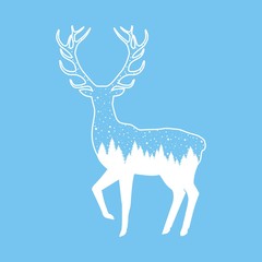 Silhouette of a deer with horns