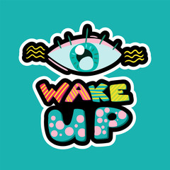 Eye with lettering dash line sticker