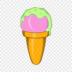 Ice cream in a waffle cone icon in cartoon style on a background for any web design 