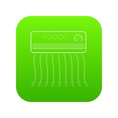 Wall heater icon green vector isolated on white background