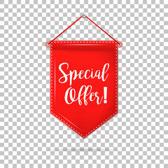 Banner tag special offer with shadow on isolated background
