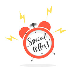 Time special offer in flat design with shadow