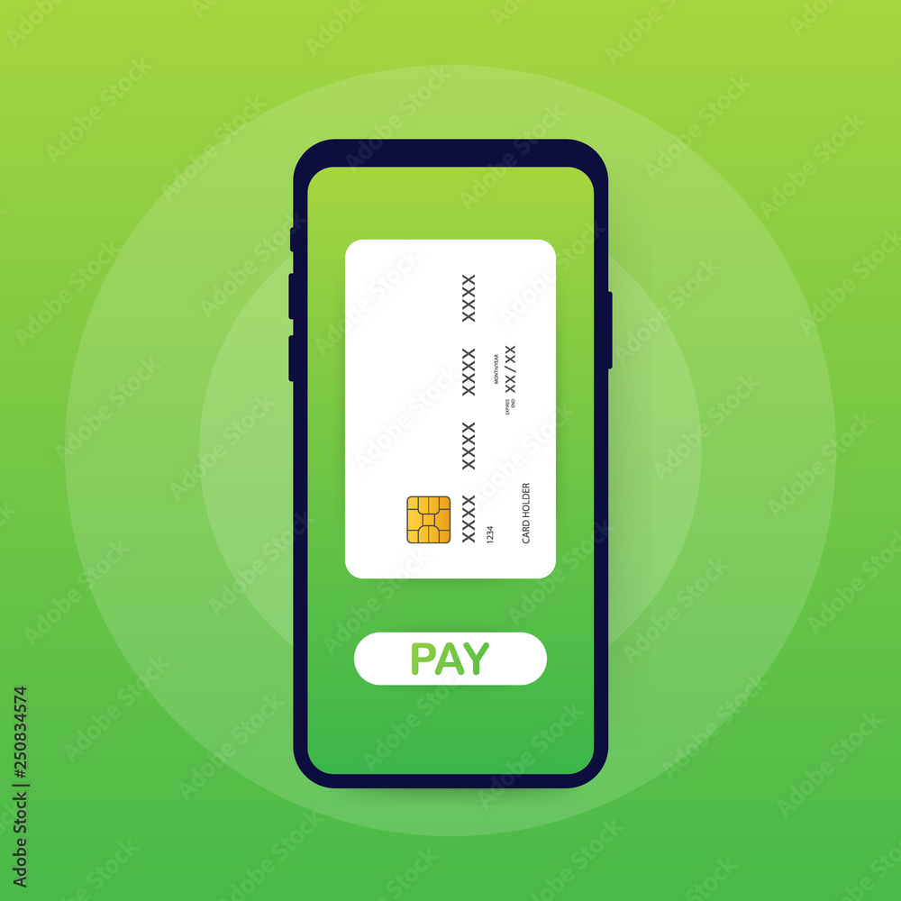 Canvas Prints Mobile Payment concept with illustration of smartphone, credit card. Vector illustration.