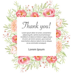 thank you wedding invitaion cards floral watercolor