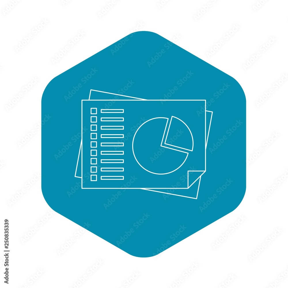 Poster sheets of paper with charts icon. outline illustration of sheets of paper with charts vector icon fo