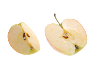 Sliced apple on white background. Isolated on white. Fresh fruit.