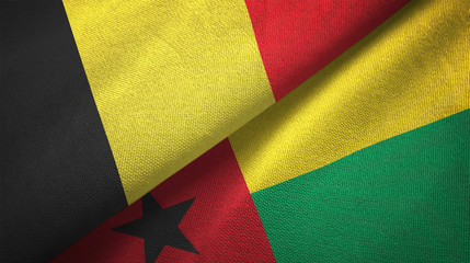 Belgium and Guinea-Bissau two flags textile cloth, fabric texture