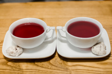 Two cups of red tea