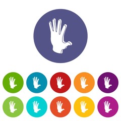 Election greeting hand icons color set vector for any web design on white background