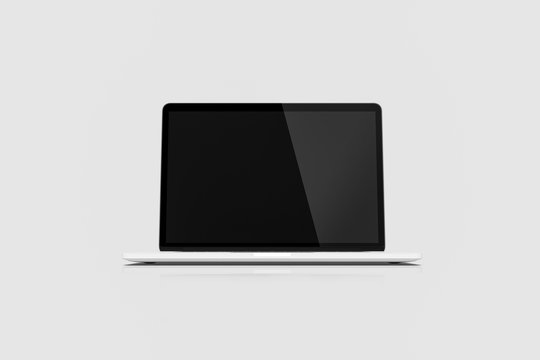 Realistic Laptop Mock up isolated on soft gray background. computer notebook with empty screen. 3D rendering