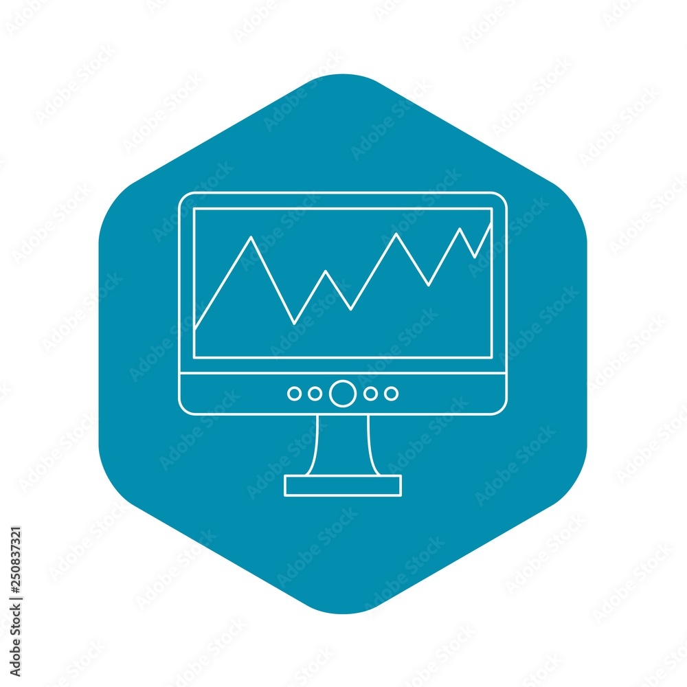Poster graph on the computer monitor icon. outline illustration of graph on the monitor vector icon for web