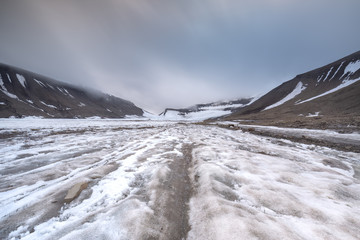 Melting ice on one of a Svalbard glacier, Arctic, Norway