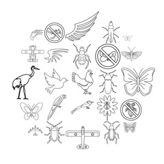 Fly voyage icons set. Outline set of 25 fly voyage vector icons for web isolated on white background