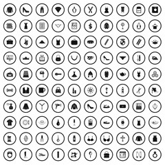 100 female goods icons set in simple style for any design vector illustration