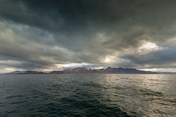 Arctic landscape in Svalbard during autumn. Norway