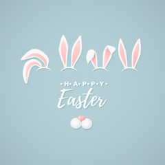 Cute easter wishing card, poster. Rabbit, bunny vector illustration. 