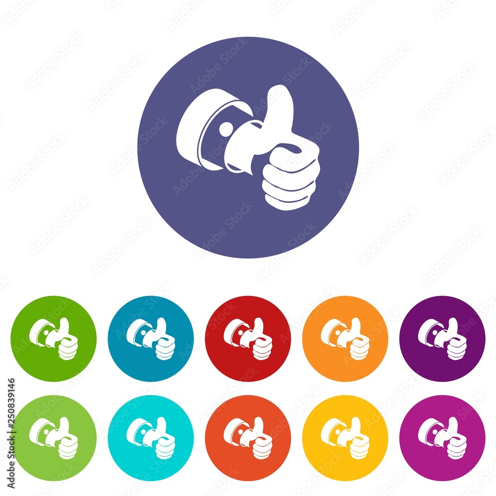 Poster election thumb up icons color set vector for any web design on white background