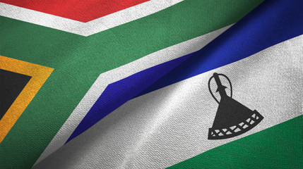 Fototapeta premium South Africa and Lesotho two flags textile cloth, fabric texture
