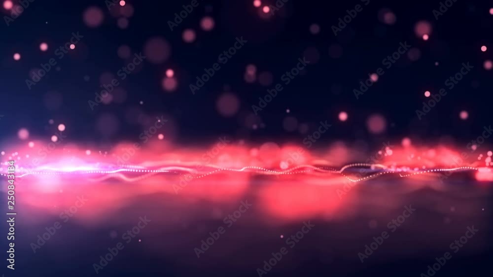 Poster Abstract colored background with animation falling glittering particles as festive rain. Depth of field blur. 4K, Ultra HD resolution