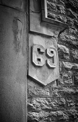 Black and White Architectural Detail of Numbers