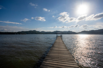 Fototapeta premium Wooden jetty located at Water Village, Brunei