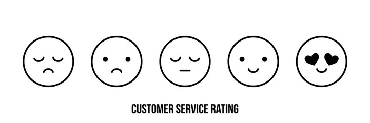 Set, collection of different emotion faces, emoji for customer service rating or mailout.