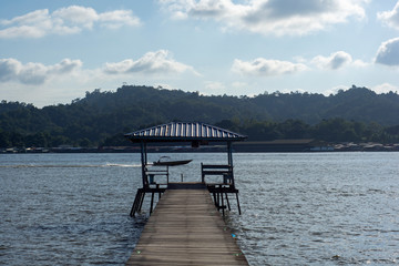 Wooden jetty located at Water Village, Brunei