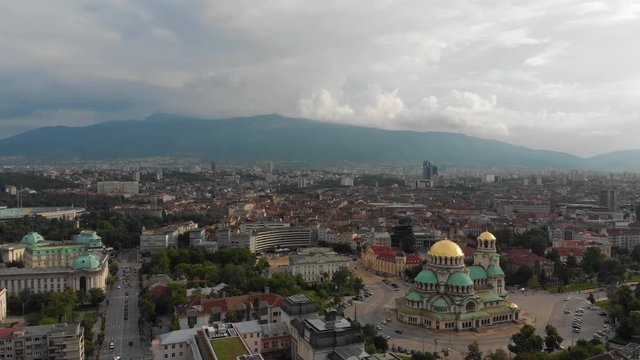 Aerial Bulgaria Sofia June 2018 Sunny Day Mavic Air  Aerial video of downtown Sofia in Bulgaria on a sunny day.