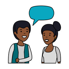 young black couple with speech bubble characters