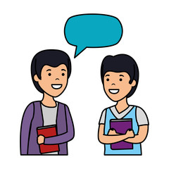 young couple men talking characters