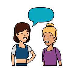 couple girls with speech bubble characters
