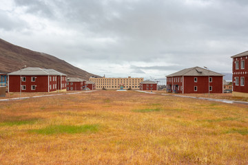 Fototapeta na wymiar Pyramiden. Abandoned Soviet/Russian settlement in Svalbard, Norway.