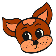 head of a cute brown puppy, look, funny animal,