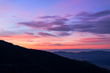 Colorful purple sunrise in the mountain