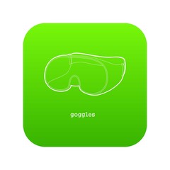 Laboratory goggles icon green vector isolated on white background