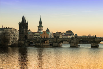 Fototapeta na wymiar Charles Bridge Prague Sunset