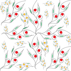 The pattern, without a background, for the design of websites, building walls. The image of a branch of a plant and berries, is used for a pattern.