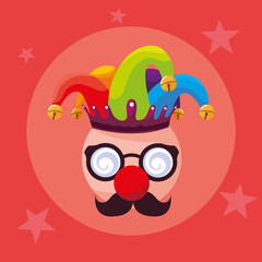 april fools day with crazy face and joker hat