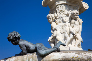 Italia, Toscana, Firenze, villa Medicea di Castello, il parco e la fontana .