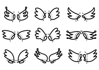 Obraz premium hand drawn Set of Cute Angel Wing