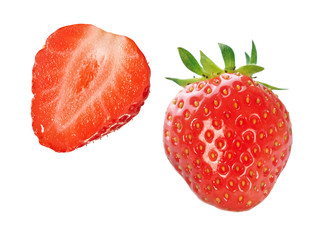 Halbe und ganze Erdbeere