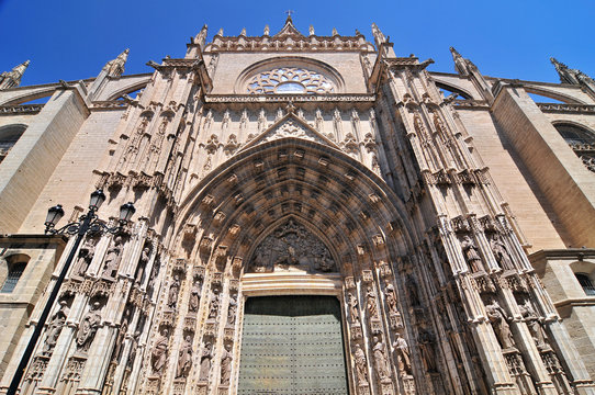 Door of Assumption (Spanish: Puerta de la Asuncion) of the Sevilla Cathedral in Spain, main portal of the west facade.
